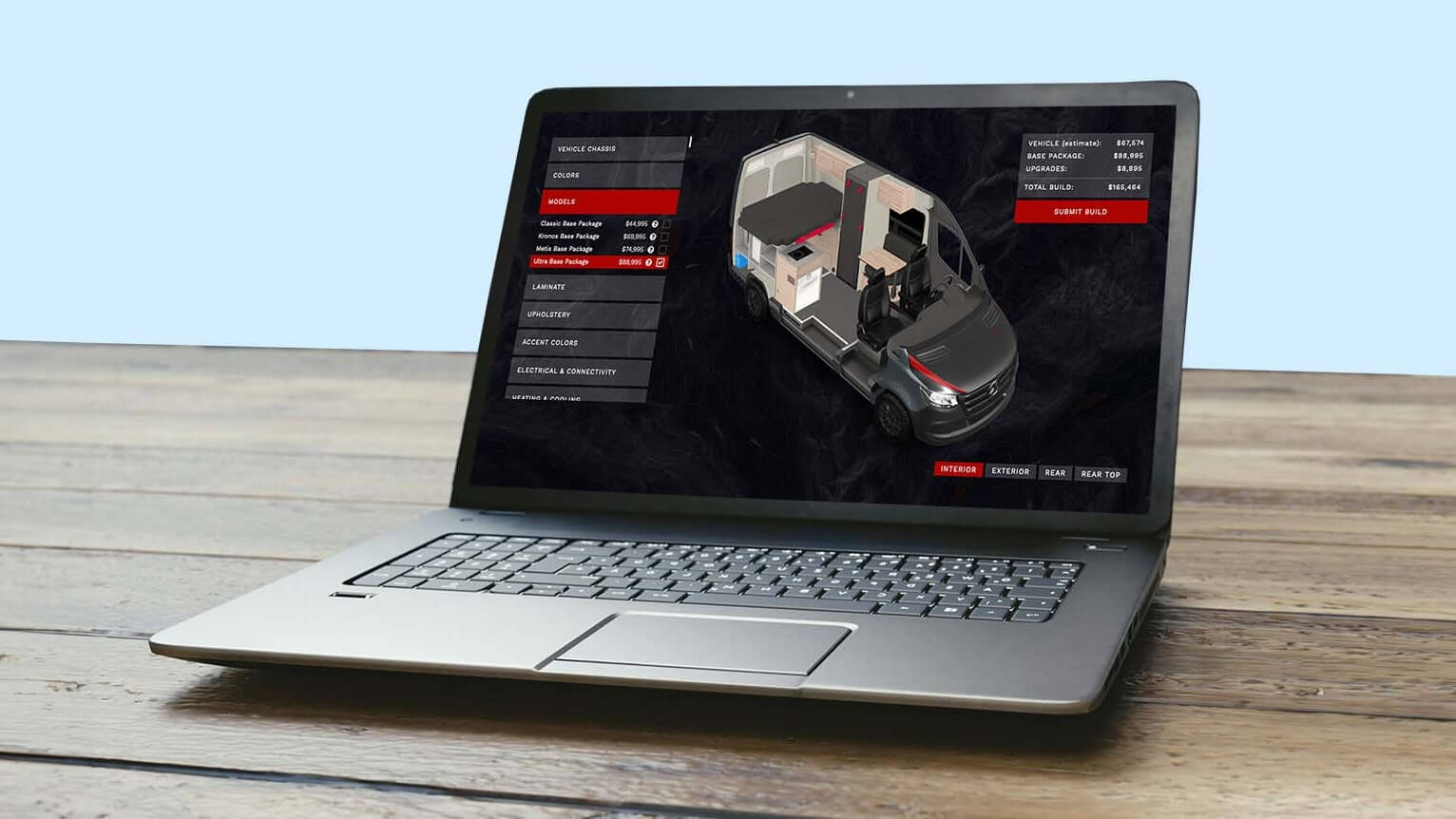 Our van conversion builder shown on a laptop