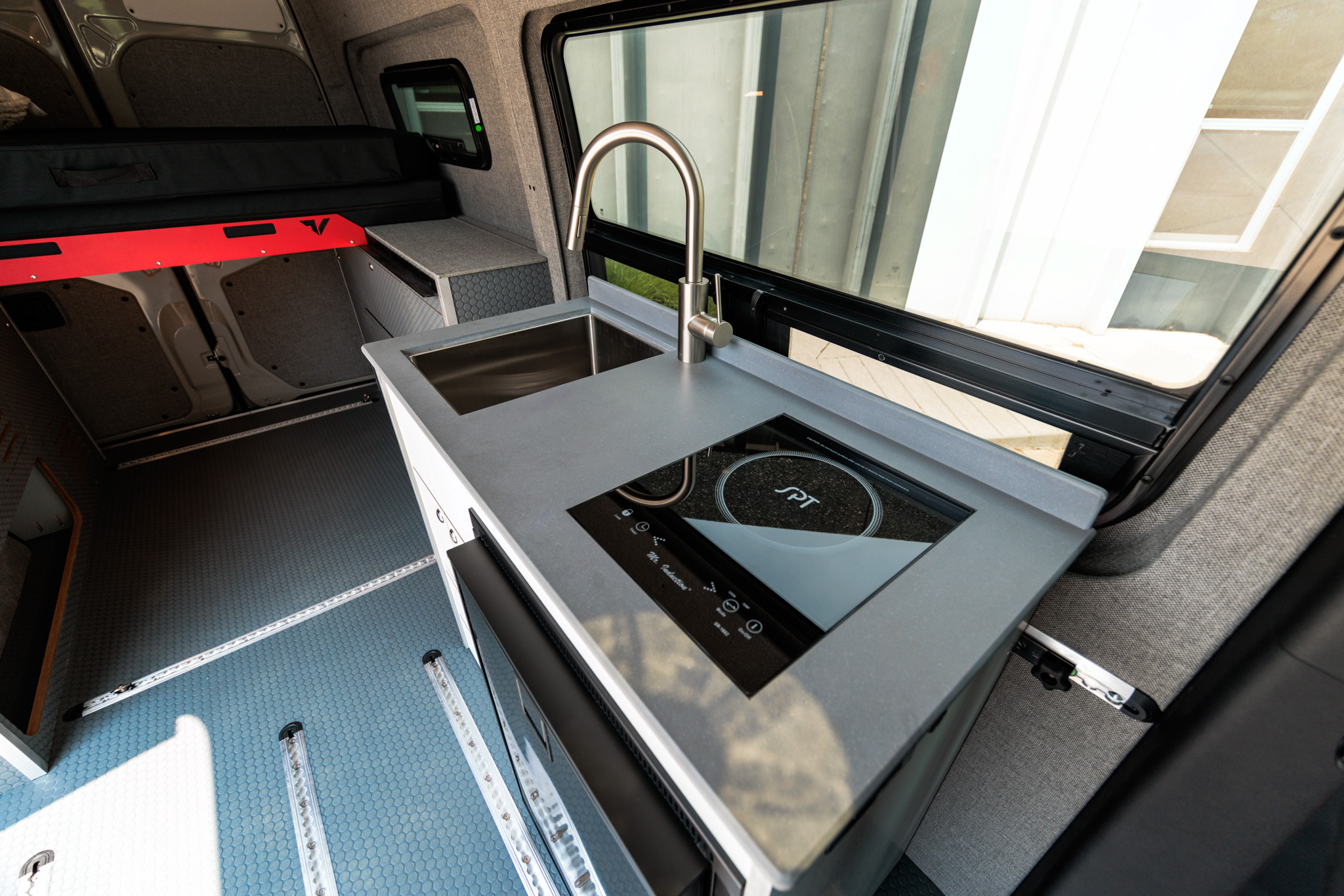 Camper van living battery storage