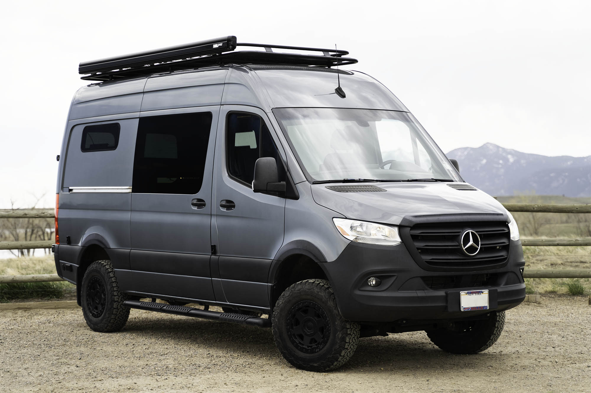 Van exterior with slider door open in nature