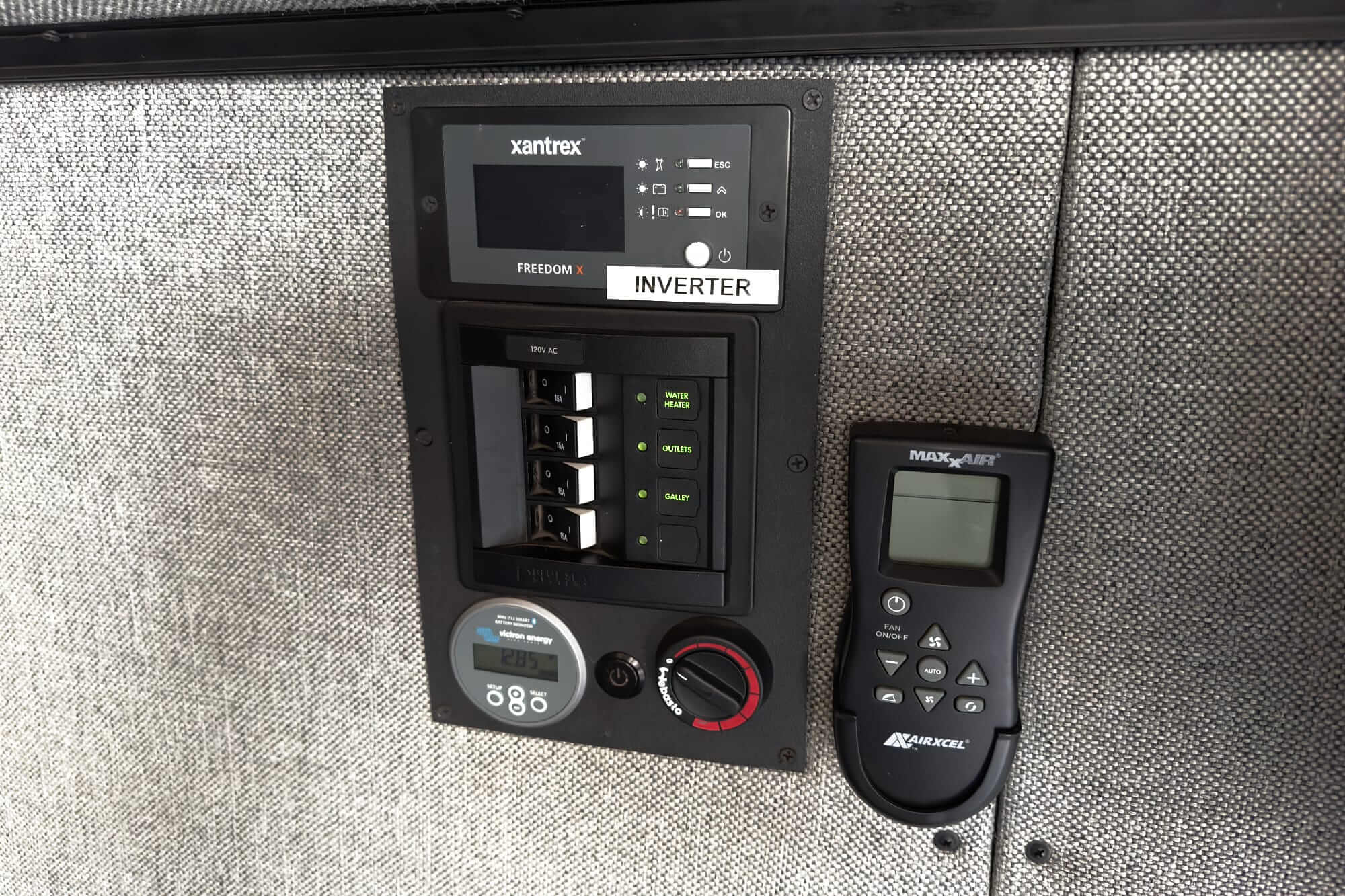 Camper van control panel