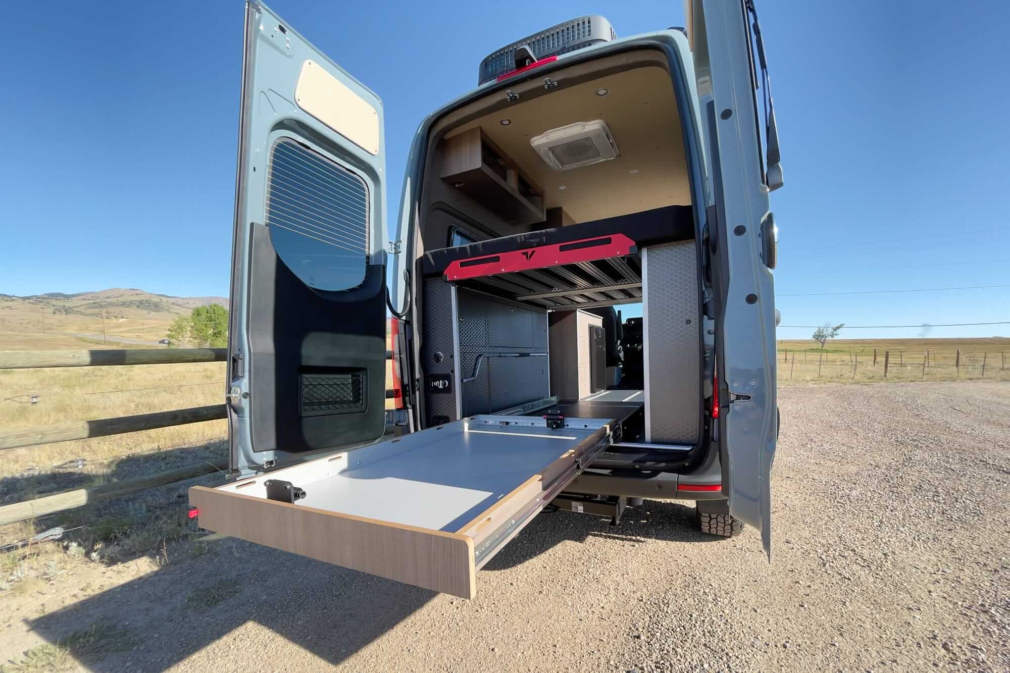 Camper van slide out tray