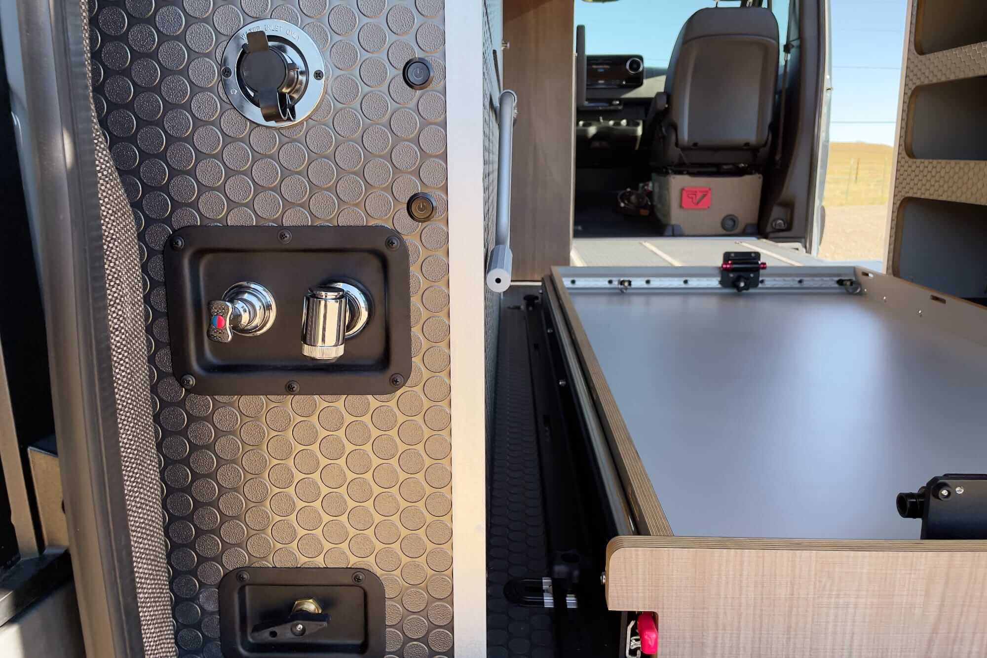 Camper van pull out shower