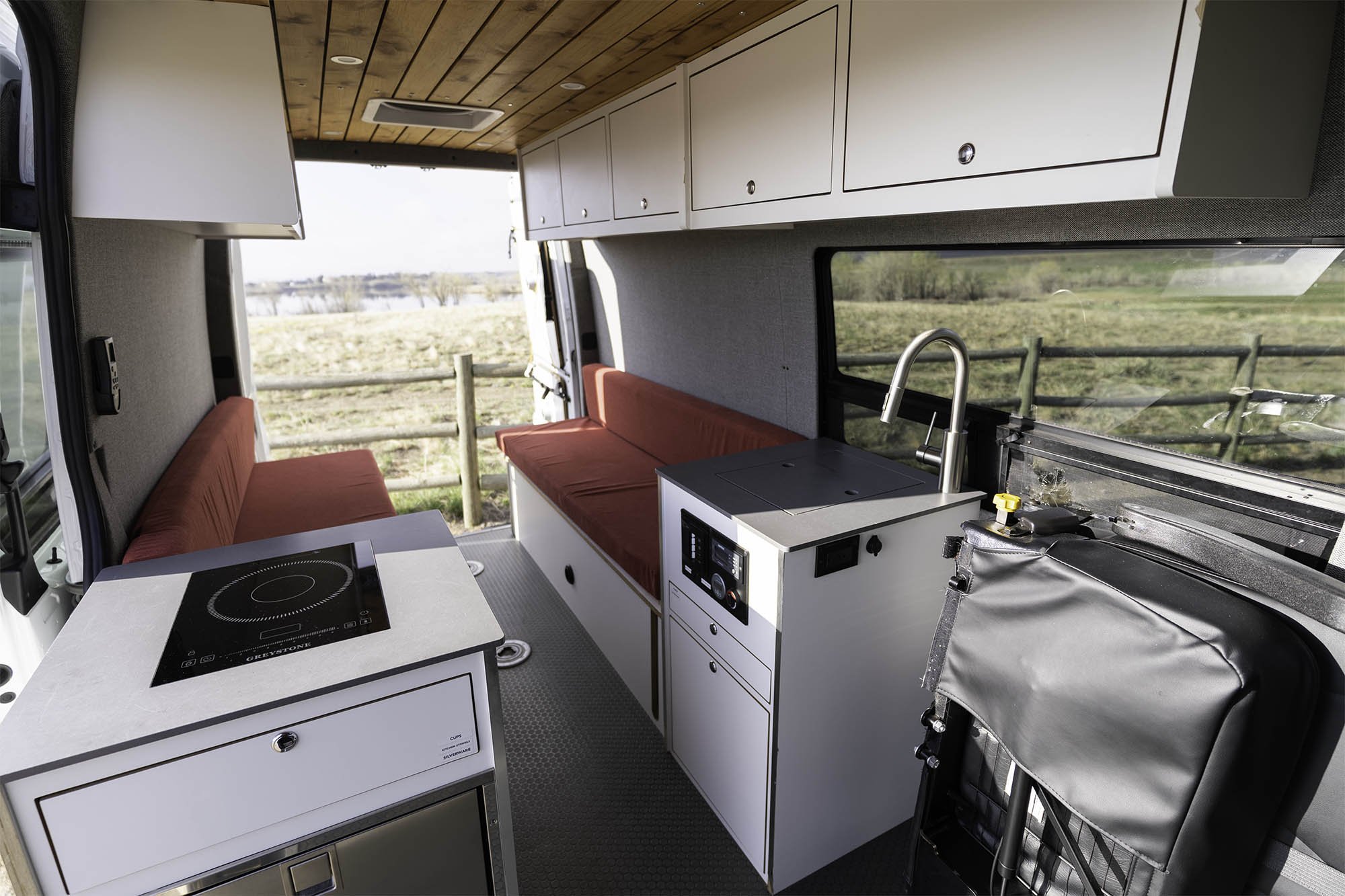 Van exterior with slider door open in nature