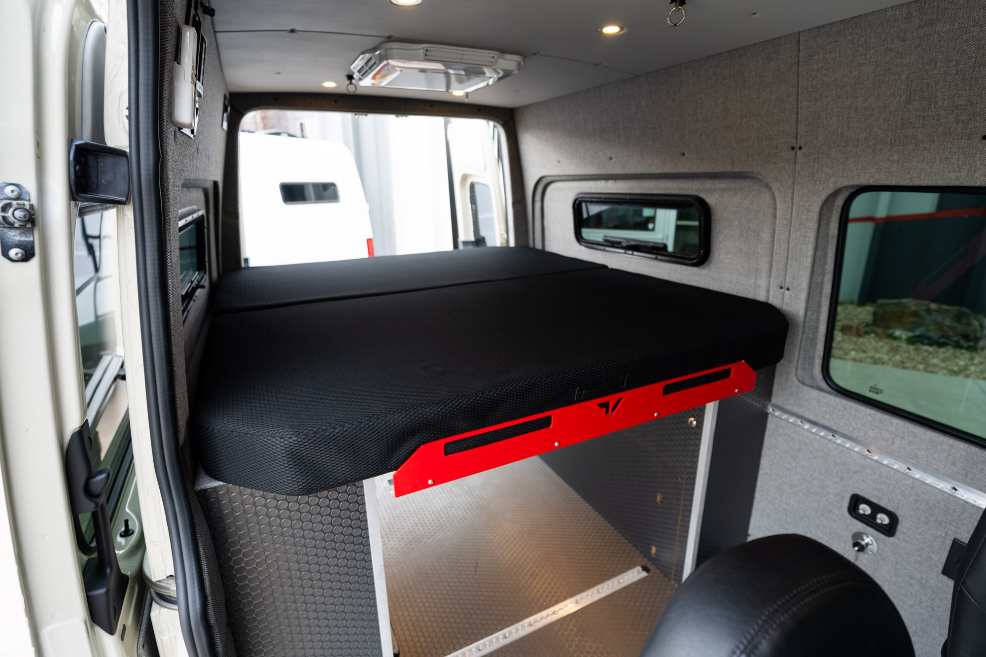 camper van bi-slide bed fully set up