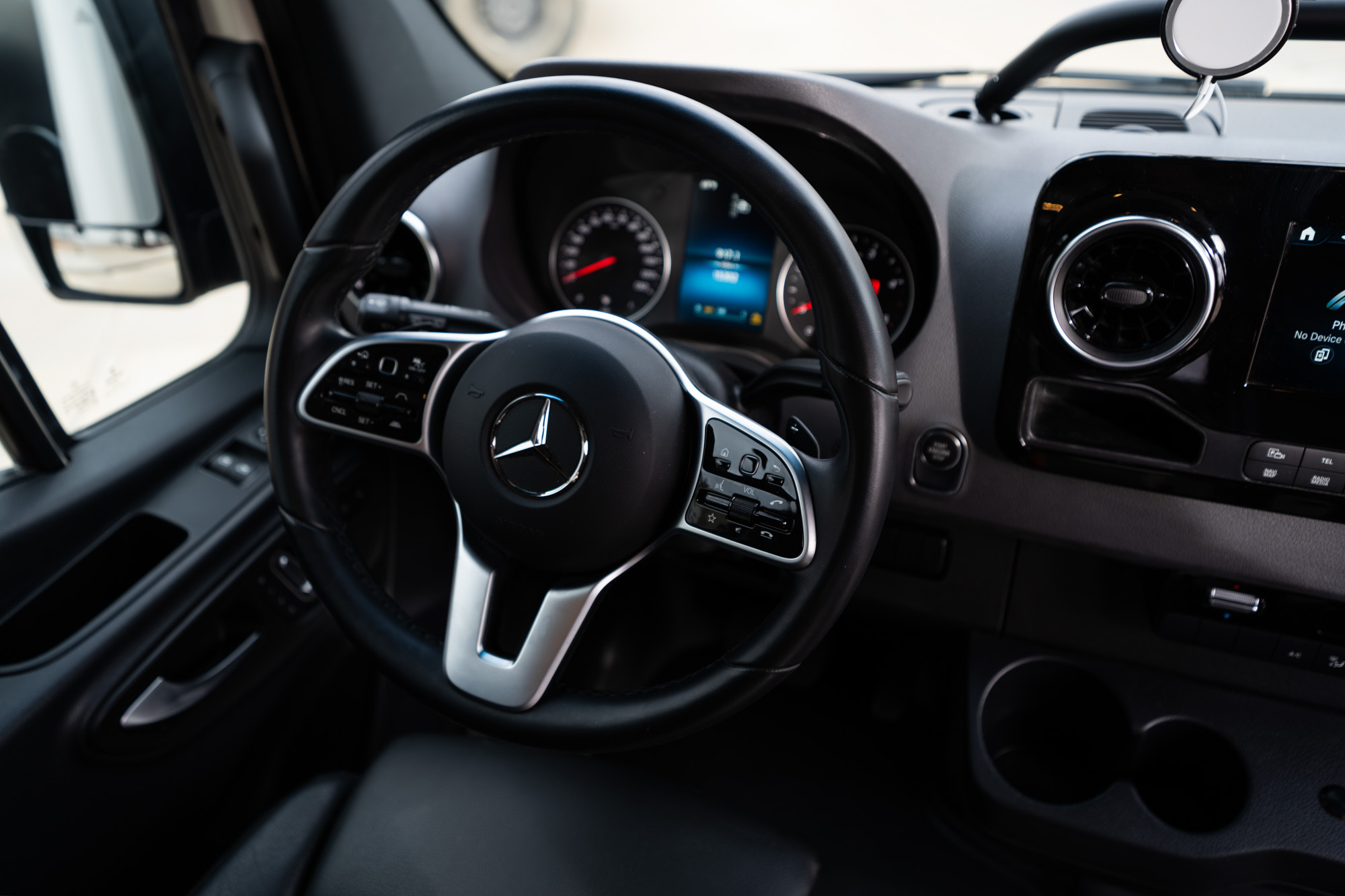 Mercedes Sprinter steering wheel and dashboard