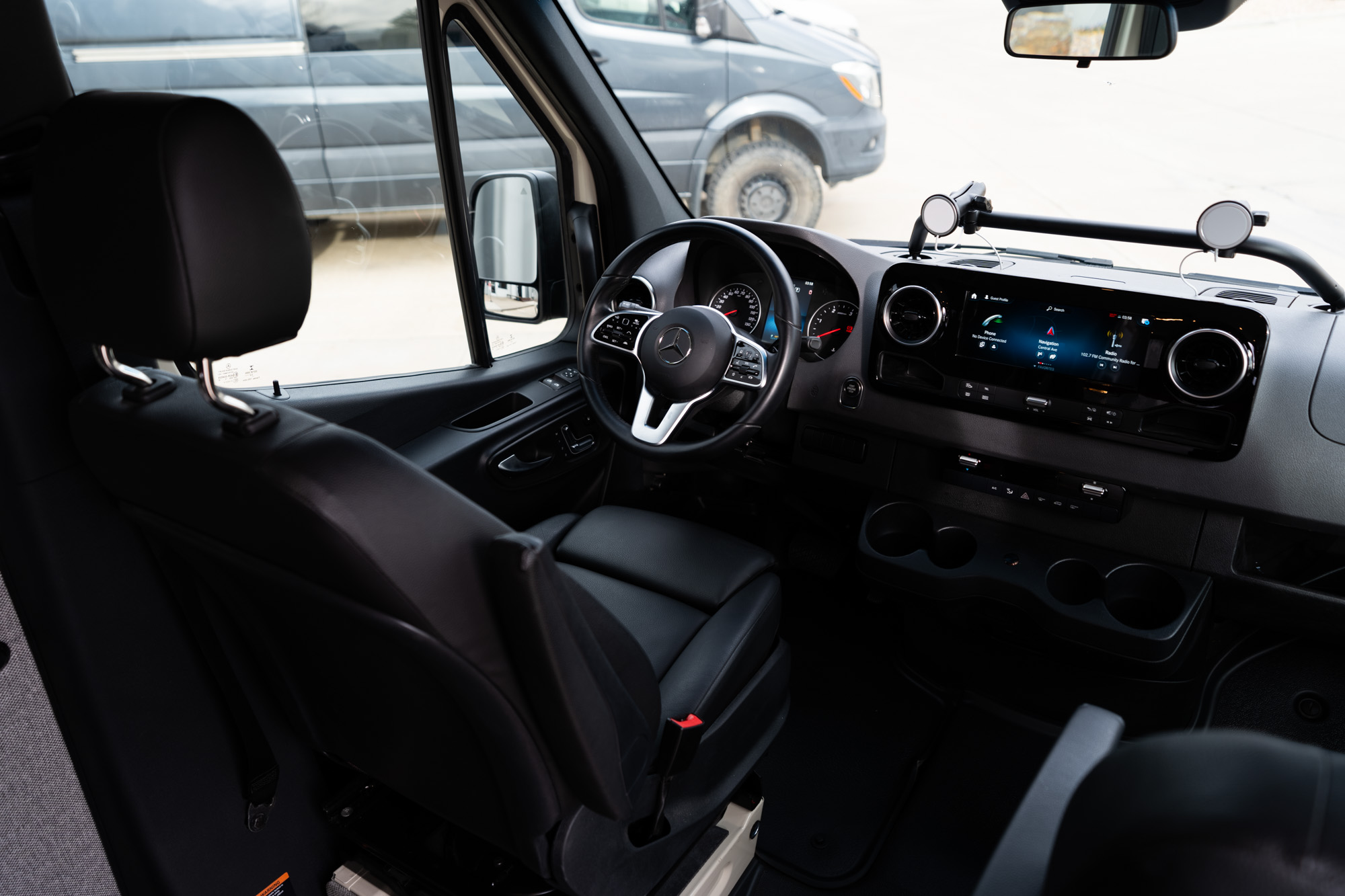 Sprinter front seat, dashboard and steering wheel
