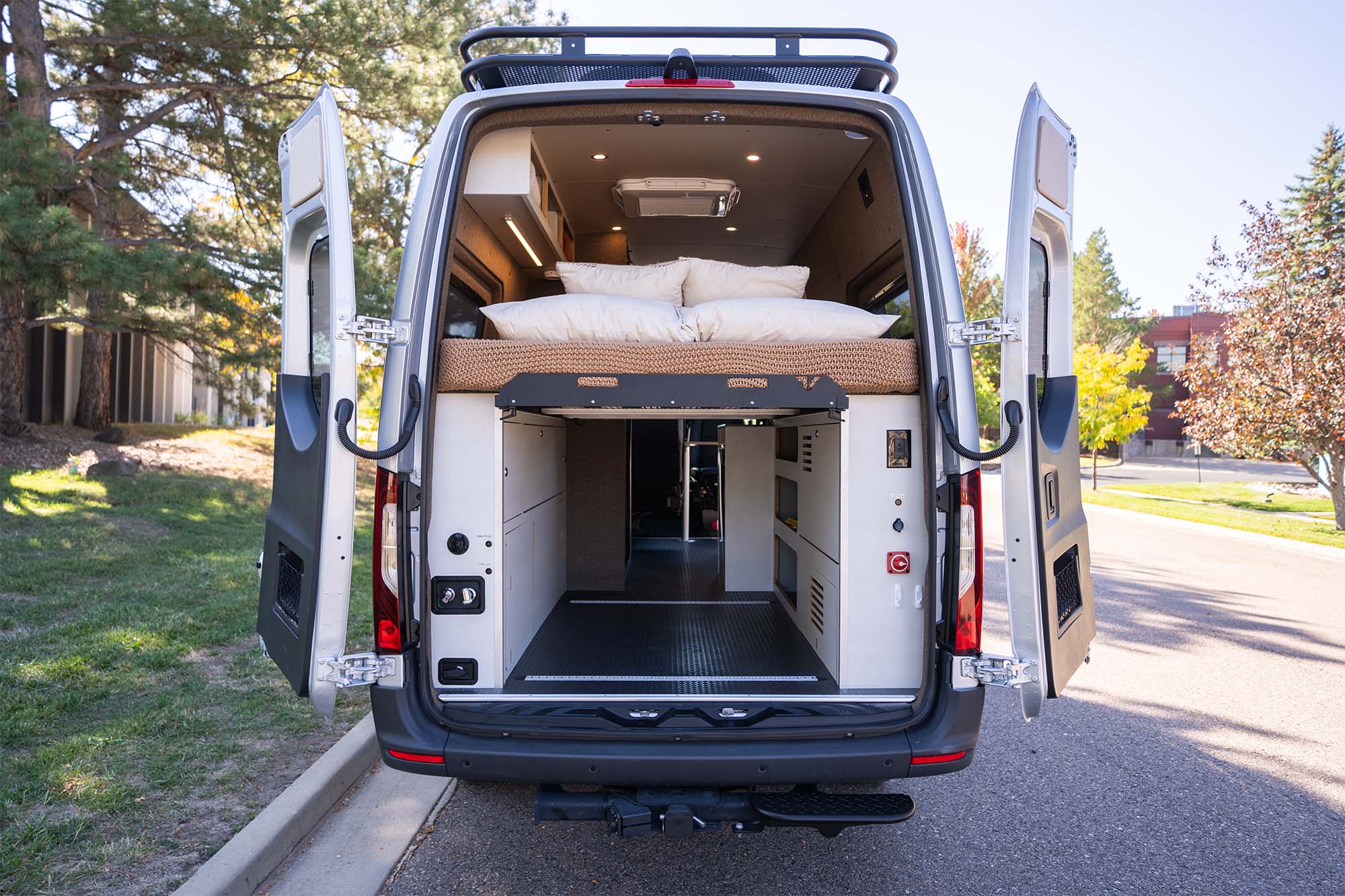 Camper van rear with the doors open