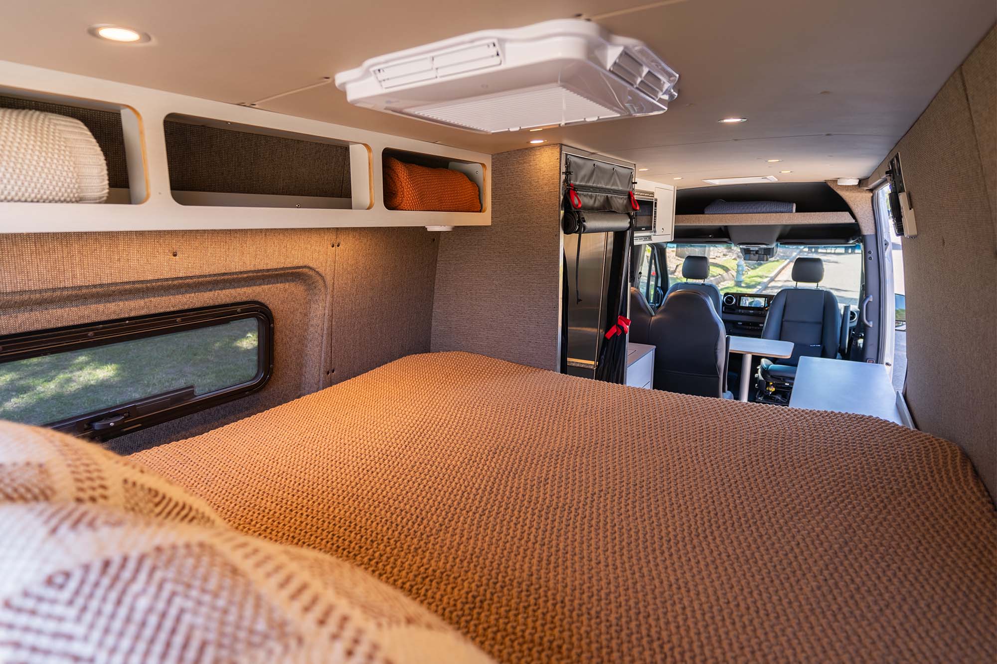 Camper van bed with AC vent