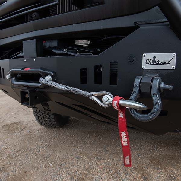 winch installed on front bumper of camper van