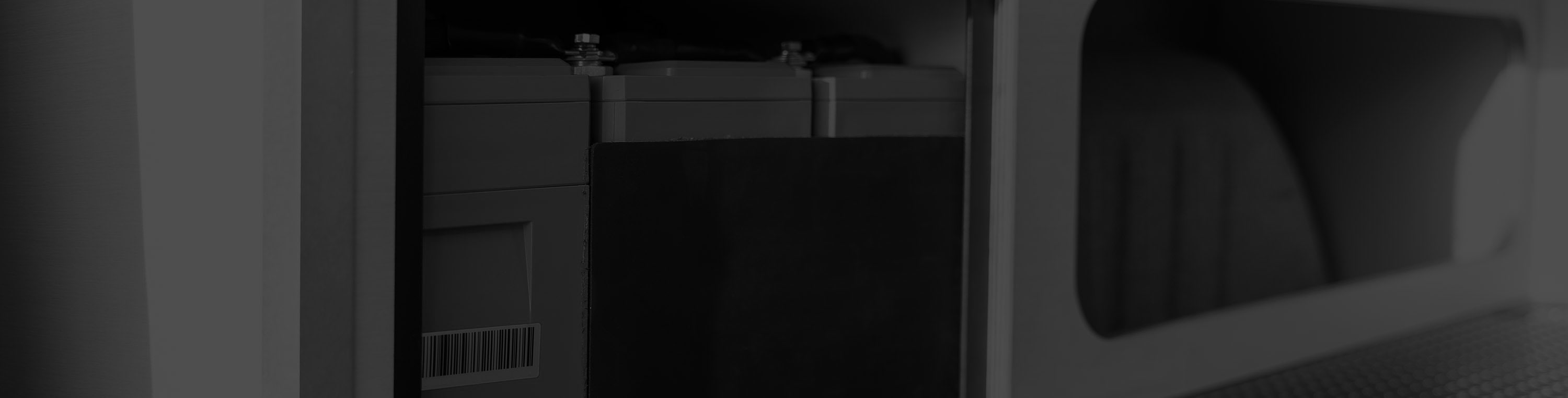 A lithium battery bank installed in a Titan Vans camper van