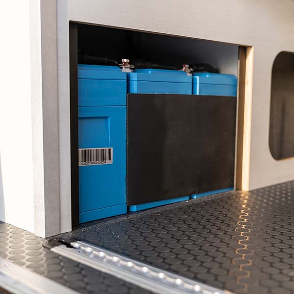 batteries with heating pad in cabinet