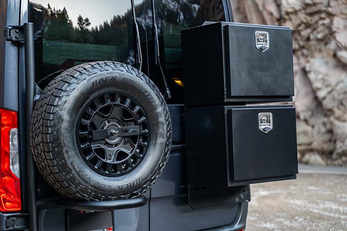 exterior storage on a camper van