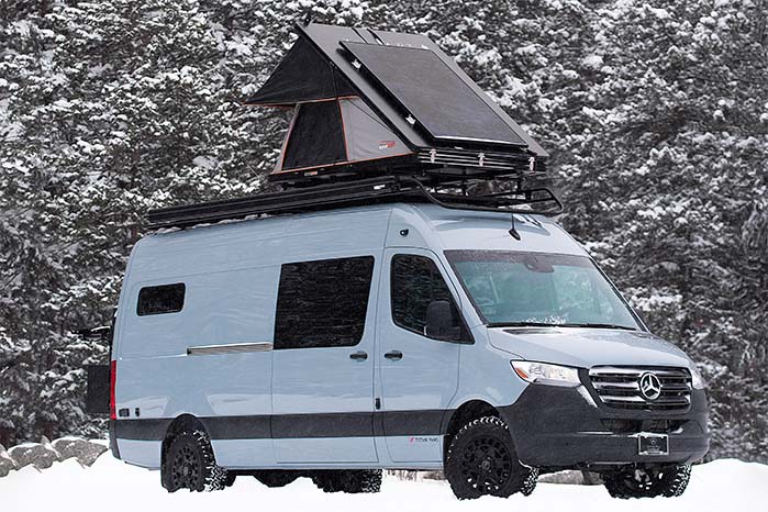 roof rack crossbars on a camper van