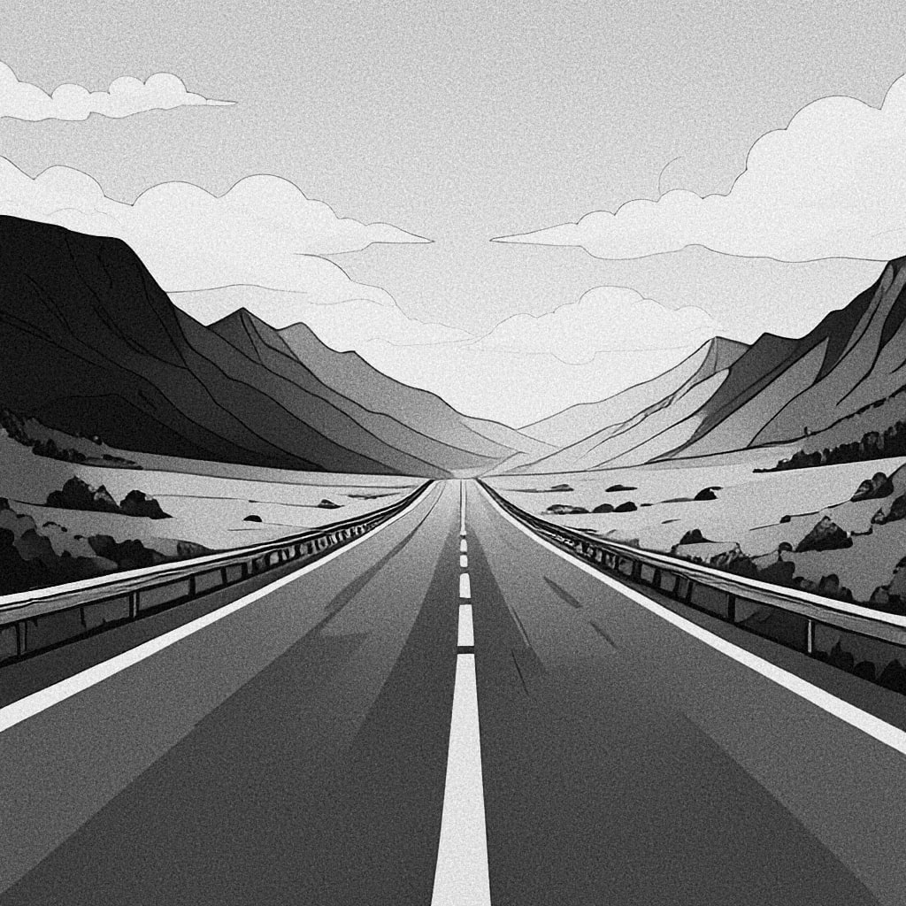 Illustration of an open and empty road