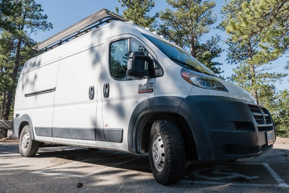 Ram Promaster camper van with awning