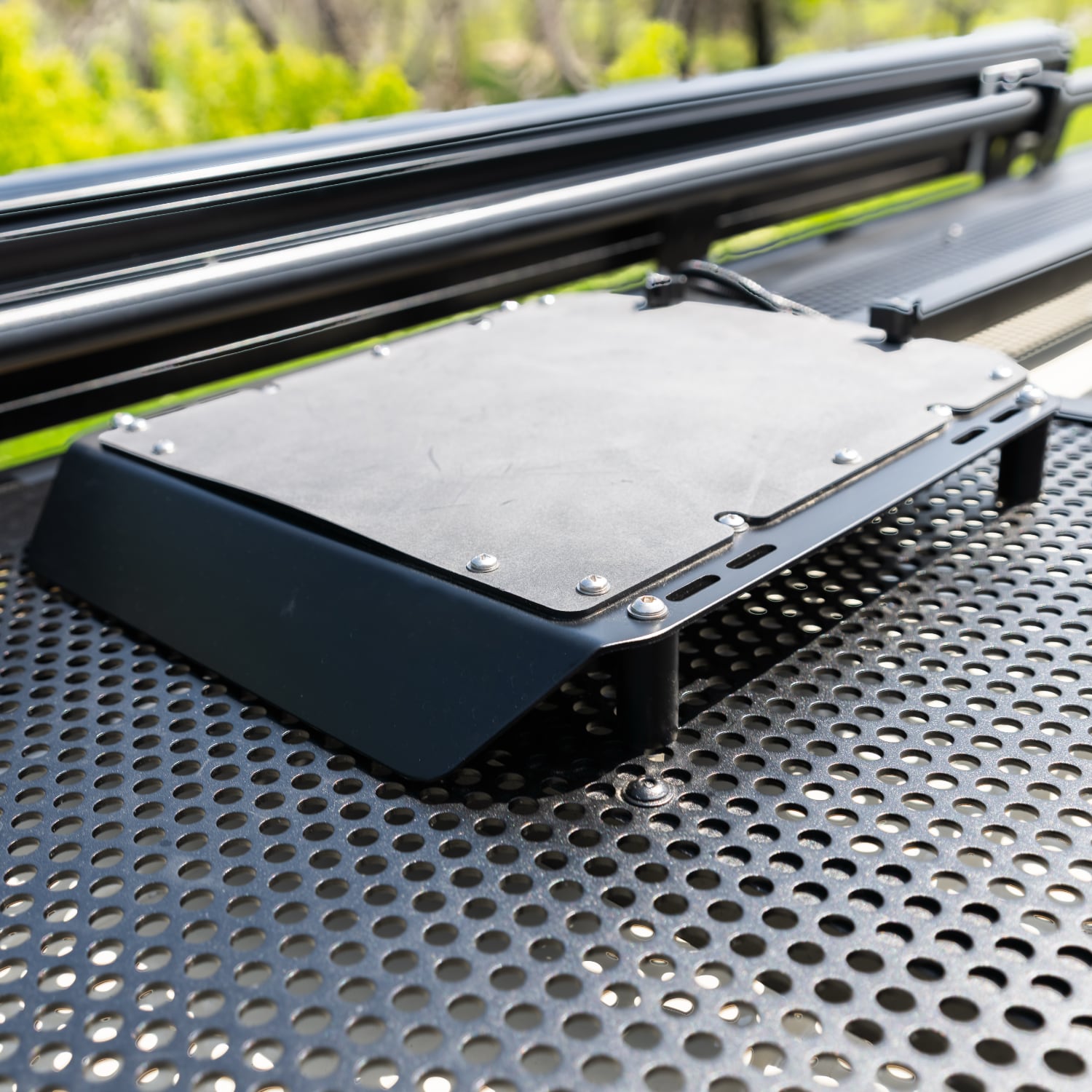 starlink receiver on camper van roof rack